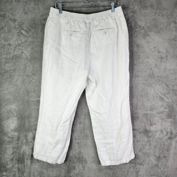 Womens White Charter Club Capri Pants Classic Fit 100% Linen Hi Rise Size 14 - Picture 6 of 11